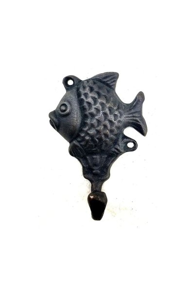 markentegra Antika Tarz Dekoratif Pirinç Balık Figürlü Askı - 84x51mm, Oksit