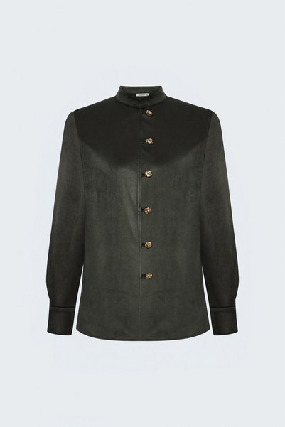Sateen Suede Shirt - Khaki