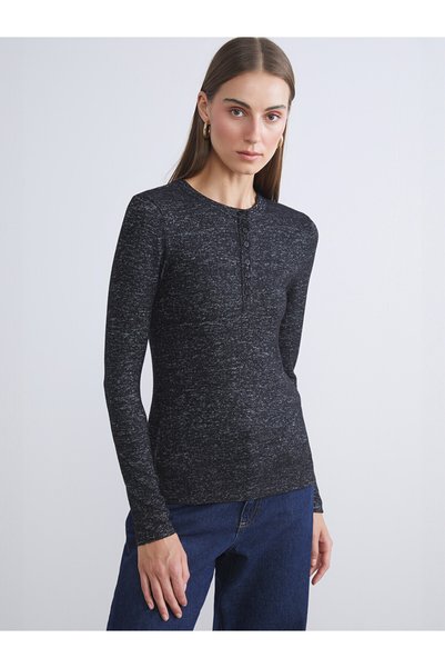 LC Waikiki Nevavm with Difference Lcw Everyday Black Combed Cotton Plain Supe...