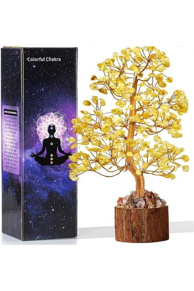 THE WHITE SHOP Natural Crystal Money Tree Agate Slice Base Bonsai Crystal Tre...