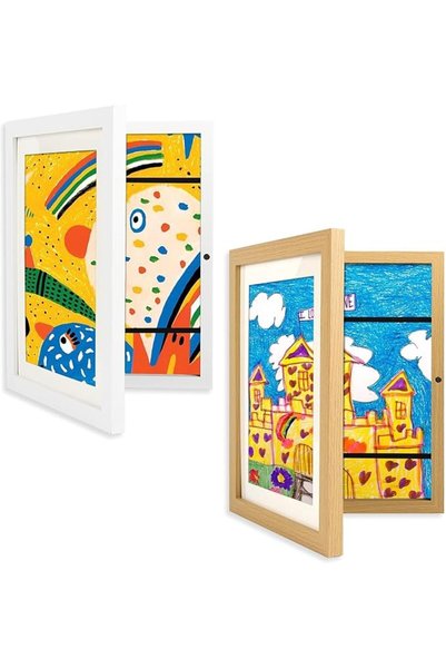 KASTWAVE 2PCS Kids Art Frame, A4 Front Opening Artwork Display Frame with Hig...