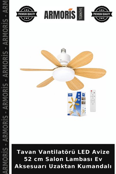 Armoris Tavan Vantilatörü LED Avize 52 cm Salon Lambası Ev Aksesuarı Uzaktan Kumandalı