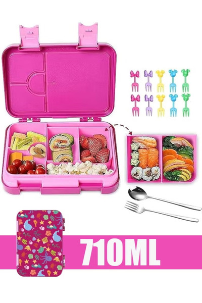 TAPIT Ocean Pattern Kids Compartment Lunch Box, BPA Free Food Grade PP, Secur...