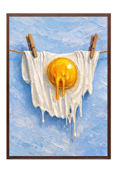 Postifull Melting Egg Art Poster – Brown Framed Painting No:160436