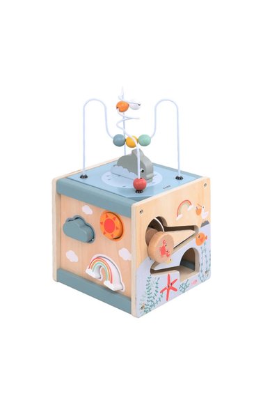 Choice NB400C2 Wooden Activity Cube for Toddlers 5in1 Animal Shape Sorter Bea...