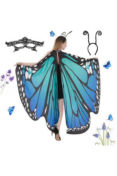 GGEROU Halloween Butterfly Wings Costume for Womens, Moth Wings Butterfly Cap...