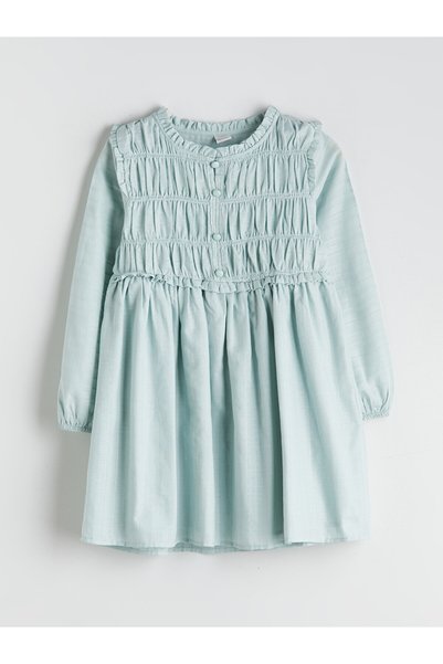 LC Waikiki Lcw Kids Blue Oval Collar Girl's Dress with Nevavm Difference