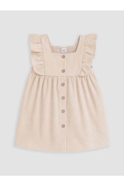 LC Waikiki Lcw Baby Beige Ruffle Detailed Baby Girl Velvet Dress with Nevavm ...