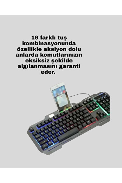 Mekanik Oyuncu Seti – LED Işıklandırma ve Ergonomik Mouse