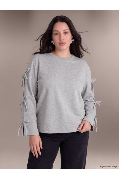 LC Waikiki Gri Büyük Beden Kadın Sweatshirt