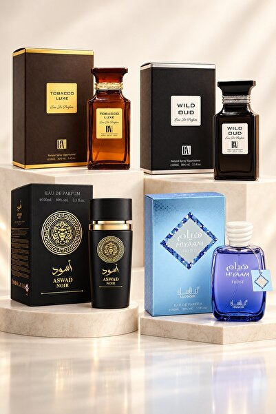 OEM Set 4 parfumuri arăbești 4x100 ml – Selecția Regală: Aswad Noir, Hiyaam F...