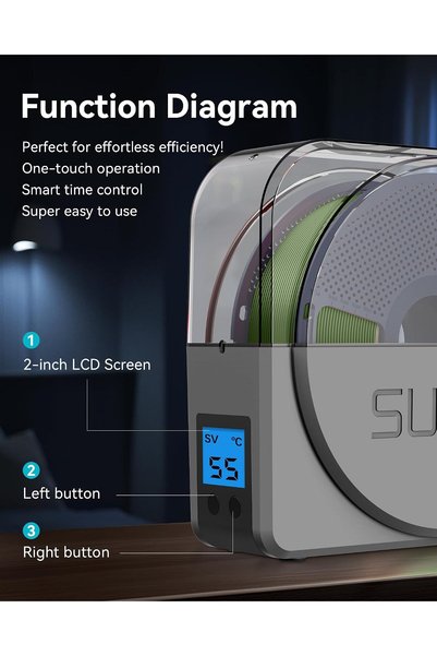 Sunlu Uscător oficial de filament, Cutie de uscare filament 3D S1 Plus îmbunătățită, Gri
