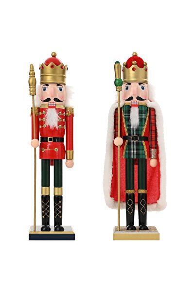 vidaxl Crăciun Nutcracker TURKU 2 buc. Roșu și Negru 50 cm