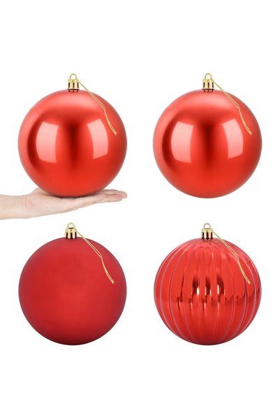 vidaxl Set de globuri de Crăciun XXL 4 buc. Roșu Ø 20 cm Plastic