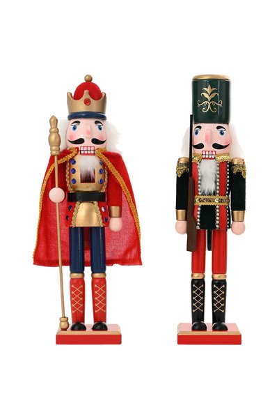 vidaxl Crăciun Nutcracker TURKU 2 buc. Roșu și Negru 38 cm