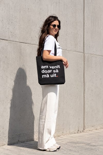 STRD MOOD Sacoșă Tote Bag STRD MØOD „am venit doar să mă uit.”, 100% bumbac o...