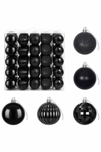 vidaxl Set de globuri de Crăciun 75 buc. Negru 6 cm Polistiren