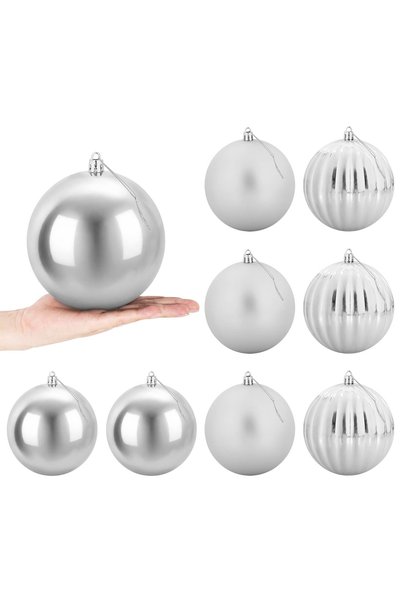 vidaxl Set de globuri de Crăciun XL 9 buc. Argintiu Ø 15 cm Plastic