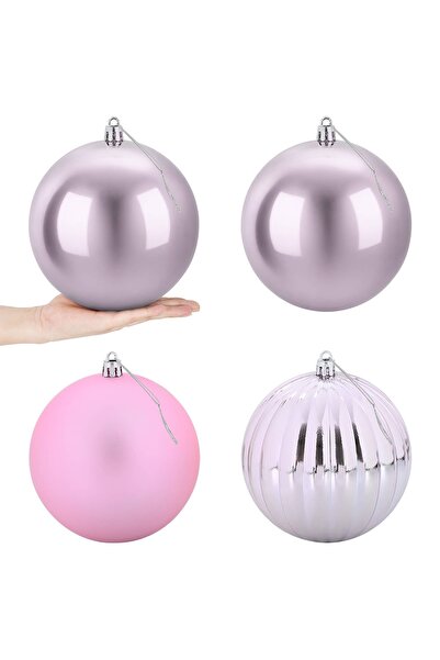 vidaxl Set de globuri de Crăciun XXL 4 buc. Roz Ø 20 cm Plastic