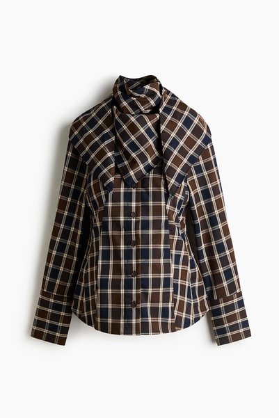 H&M MAMA Şal Detaylı Gabardin Gömlek