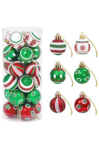 vidaxl Set de globuri de Crăciun 72 buc. Roșu, alb și verde Ø 3 cm