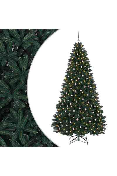 vidaxl Brad de Crăciun artificial, verde închis, cu globuri 270 cm