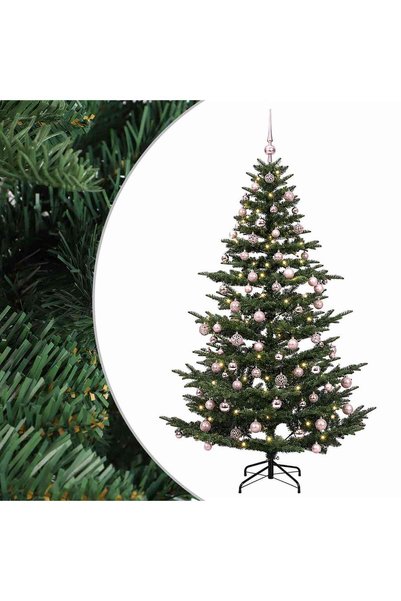 vidaxl Brad de Crăciun artificial cu glob 210 cm 300 LED-uri Alb cald