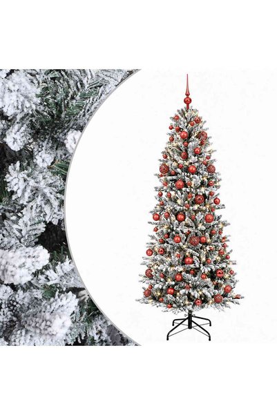 vidaxl Brad de Crăciun artificial cu glob 180 cm 300 LED-uri Alb cald