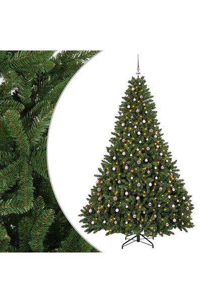 vidaxl Brad de Crăciun artificial, verde deschis, cu globuri 300 cm