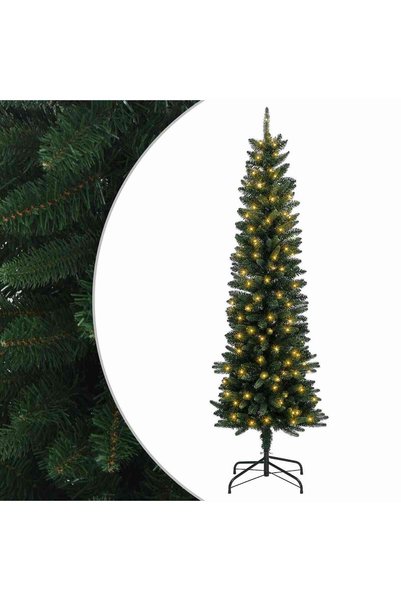 vidaxl Copac Artificial Slăb de Crăciun 150 cm 150 LED-uri Alb cald