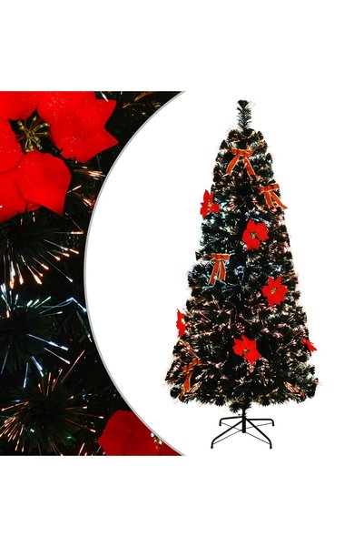 vidaxl Brad de Crăciun cu fibră optică 210 cm 24 LED-uri Multicolor