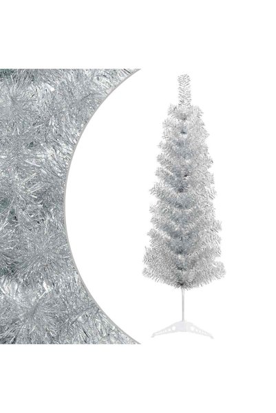 vidaxl Copac Artificial Slăb de Crăciun 150 cm PVC și Oțel Argintiu