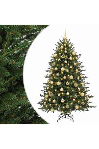 vidaxl Brad de Crăciun artificial cu glob 180 cm 300 LED-uri Alb cald