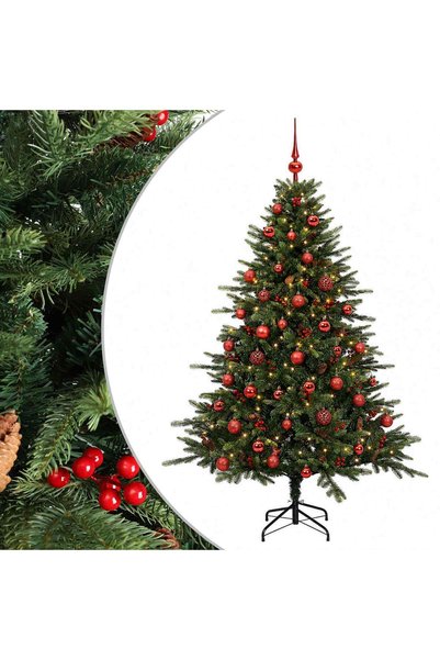 vidaxl Brad de Crăciun artificial cu glob 150 cm 150 LED-uri Alb cald