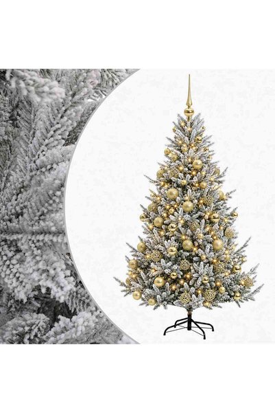 vidaxl Brad de Crăciun artificial cu glob 210 cm 300 LED-uri Alb cald