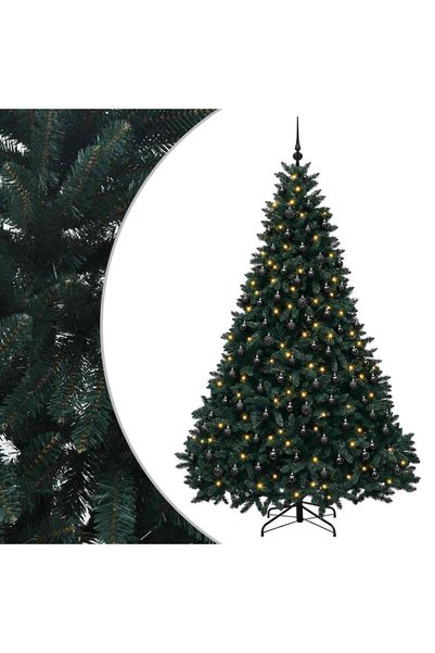 vidaxl Brad de Crăciun artificial, verde închis, cu globuri 300 cm