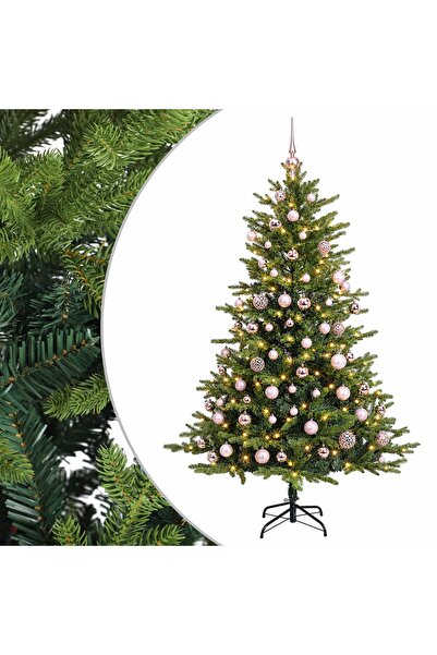 vidaxl Brad de Crăciun artificial cu globuri 180 cm 300 LED-uri