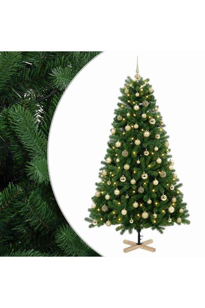 vidaxl Brad de Crăciun artificial cu glob 180 cm 300 LED-uri Alb cald