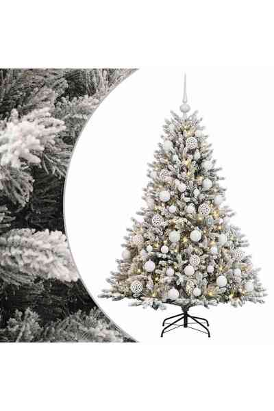vidaxl Brad de Crăciun artificial cu glob 150 cm 150 LED-uri Alb cald