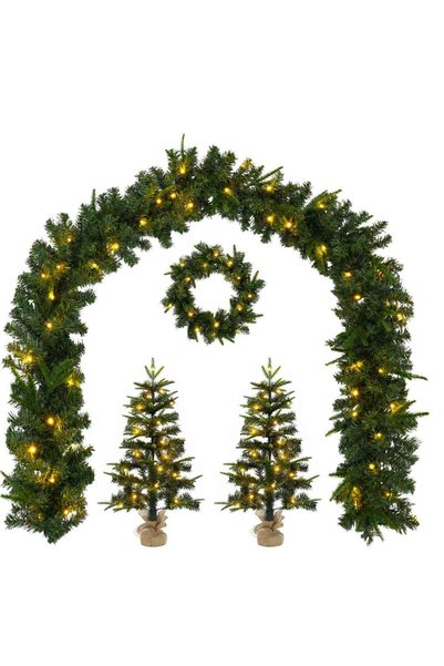 vidaxl Set mini brad de Crăciun 45 cm 125 LED-uri Alb cald PVC și PE