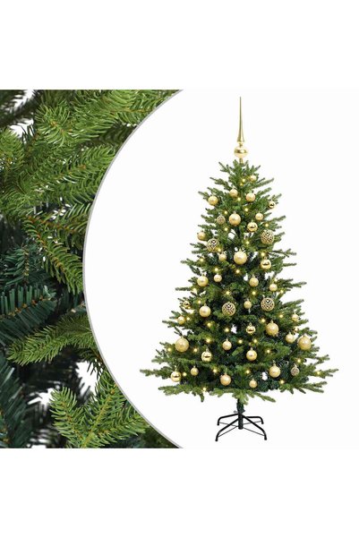 vidaxl Brad de Crăciun artificial cu glob 150 cm 150 LED-uri Alb cald