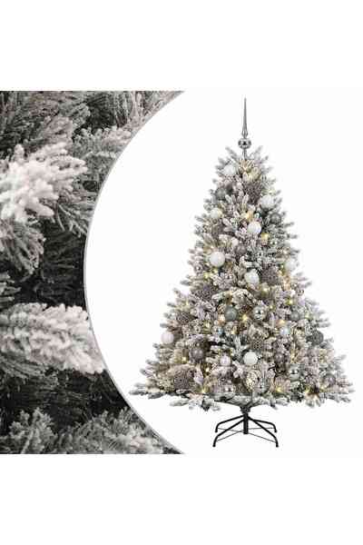vidaxl Brad de Crăciun artificial cu glob 120 cm 150 LED-uri Alb cald