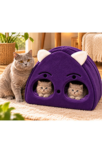 Nerotex Beyaz Kedi Kafalı Büyük Kedi Evi Yuvası