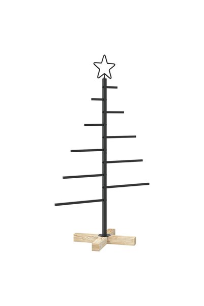 vidaxl Brad de Crăciun din metal cu suport KUOPIO 90 cm Oțel Negru