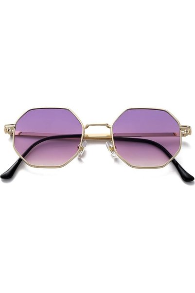 GENERAL PORADAY Retro Square Sunglasses for Women Men Octagon Metal Frame Vin...