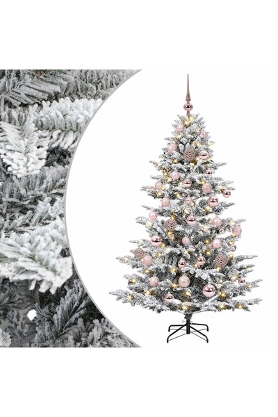 vidaxl Brad de Crăciun artificial cu glob 150 cm 150 LED-uri Alb cald