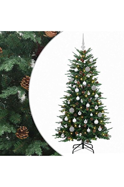 vidaxl Brad de Crăciun artificial cu glob 150 cm 150 LED-uri Alb cald