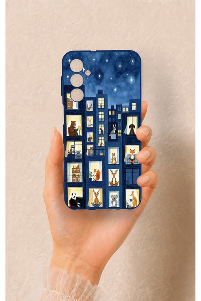 Vip Case Samsung M34 Compatible Starry Apartment Patterned Silicone Case