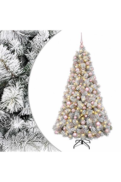 vidaxl Brad de Crăciun artificial cu glob 180 cm 300 LED-uri Alb cald