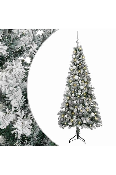 vidaxl Brad de Crăciun artificial cu glob 150 cm 150 LED-uri Alb cald